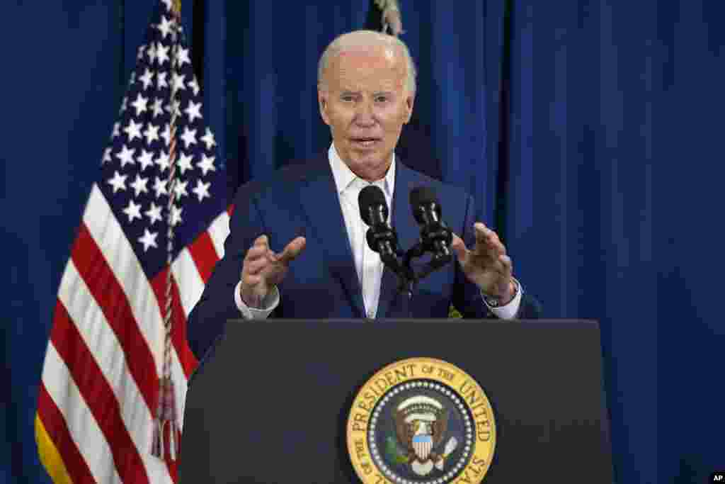 Le président Joe Biden s'exprime à Rehoboth Beach, dans l'État du Delaware, à la suite de la fusillade survenue lors d'un meeting de campagne de l'ancien président Donald Trump en Pennsylvanie.