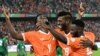 Jean Philippe Nils Stephan Krasso, Ibrahim Sangare et Jonathan Bamba lors du match Côte d'Ivoire-Guinée-Bissau au stade Alassane Ouattara, à Abidjan, le 13 janvier 2024.