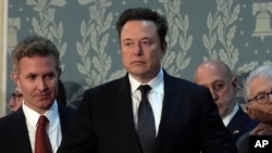 FILE - Elon Musk, center, arrives before a joint meeting of Congress at the Capitol in Washington, July 24, 2024. Musk has been appointed to a senior government role by Republican President-elect Donald Trump.