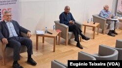 Jorge Carlos Fonseca (esq), José Maria Neves (cen) e Pedro Pires (dir). Praia, 2023 (Eugénio Teixeira)