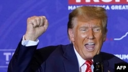 Republican presidential hopeful and former US President Donald Trump speaks at a campaign event in Concord, New Hampshire, on Jan. 19, 2024. 