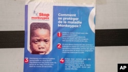 A poster bringing attention to the mpox outbreak hangs at the Goma General Hospital, Democratic Republic of the Congo, July 16, 2024. 