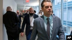 Representative Matt Gaetz, right, arrives to hear for U.S. Attorney David Weiss in a transcribed interview before members of the House Judiciary Committee in Washington, Nov. 7, 2023.