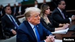 FILE — Former U.S. President Donald Trump attends the Trump Organization civil fraud trial in New York, Nov. 6, 2023.