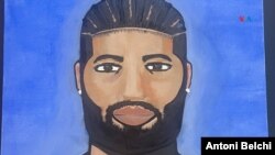 Retrato del rapero y compositor estadounidense Drake pintado por Romeo, que se ha convertido en una de las pinturas preferidas del artista colombiano.