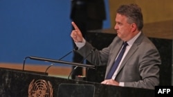 Ambasador Ukrajine u Ujedinjenim nacijama Sergij Kisalica govori tokom zasedanja Generalne skupštine UN, u Njujorku, 10. oktobra 2022.