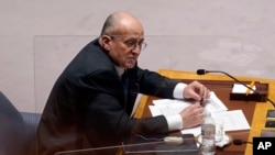 El Ministro de Relaciones Exteriores de Polonia, Zbigniew Rau, actual presidente de la Organización para la Seguridad y la Cooperación en Europa (OSCE), se dirige al Consejo de Seguridad de la ONU el 14 de marzo de 2022.