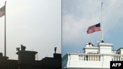 La bandera de EE. UU. sobre la Casa Blanca, a media asta, en honor al senador estadounidense John McCain.