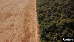 ARCHVO: Vista aérea muesta la desforestación junto a una selva de la Amazonia en el estado de Mato Grosso, Brasil, el 28 de julio de 2021. Foto Reuters.