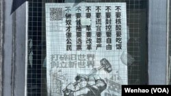 乔治·华盛顿大学校园的反习近平海报（美国之音记者文灏拍摄）