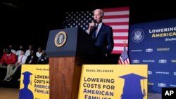 President Joe Biden speaks about student loan debt relief at Delaware State University, Oct. 21, 2022, in Dover, Del.