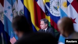 El secretario de Estado de los Estados Unidos, Antony Blinken, habla en el hotel Westin Playa Bonita Panamá durante la Conferencia Ministerial sobre Migración y Protección en la Ciudad de Panamá, Panamá, el 20 de abril de 2022.