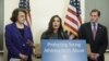 Jeanette Antolin, ancienne membre de l'équipe nationale américaine de gymnastique et victime d'abus, lors d'une conférence de presse à Capitol Hill, à Washington, DC, le 28 mars 2017