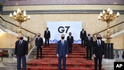 주요 7개국(G7) 외교 수장들. 앞줄 오른쪽 토니 블링컨 미 국무장관, 앞줄 왼쪽은 호세프 보렐 유럽연합(EU) 외교안보정책 고위 대표. (자료사진)