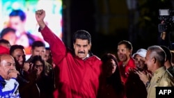 Le président Nicolas Maduro fête les résultats de "l'assemblée constituante", à Caracas, le 31 juillet 2017.