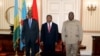 Rais Paul Kagame wa Rwanda, Joao Loourenco wa Angola na Felix Tshisekedi wa DRC. Picha ya AFP