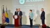 Američki senatori tokom konferencije za novinare u Sarajevu.