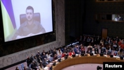 Predsednik Ukrajine Volodimir Zelenski u obraćanju UN, 5. aprila 2022.