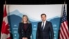 အမေရိကန်နိုင်ငံခြားရေးဝန်ကြီး Marco Rubio နှင့် ကနေဒါနိုင်ငံခြားရေးဝန်ကြီး Melanie Joly တို့ကို ကနေဒါနိုင်ငံ၊ Quebec၊ Charlevoix မှာ မတ်လ ၁၂ ရက် ကနေ ၁၄ ရက်နေ့ အထိ ထိကျင်းပတဲ့ G7 နိုင်ငံခြားရေးဝန်ကြီးများ အစည်းအဝေးတွင်း တွေ့မြင်ရစဥ်။ ဓာတ်ပုံ - Official / g7.canada.ca