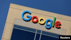 The Google logo is pictured atop an office building in Irvine, California, Aug. 7, 2017.