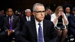 Andrew McCabe, directeur par intérim du FBI, lors d'une audition devant la commission du Renseignement du Sénat à Washington, États-Unis, le 11 mai 2017.