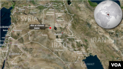 ផែនទី​នៃ​មូលដ្ឋាន​ទ័ព​ Ain al Assad ក្នុង​ខេត្ត​ Anwar ប្រទេស​អ៊ីរ៉ាក់។