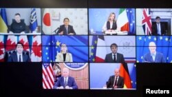 乌克兰总统泽连斯基通过视频参加G7领导人峰会（资料照：2023年12月6日）