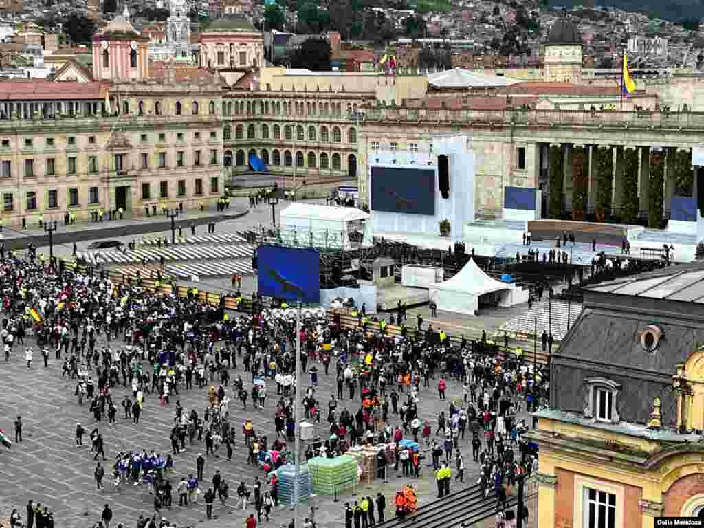 La Plaza de Nariño, en Bogotá, Colombia, el 7 de agosto del 2022, horas antes de la toma de posesión de Gustavo Petro como presidente.