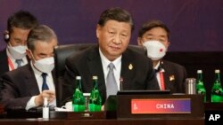 中國國家主席習近平在二十國集團印尼巴釐島峰會上出席會議（2022年11月16日）