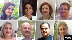 بالا از راست: رویا ملاکی، عطیه صالحی، فرزانه دیمی و آرزو محمدی / پایین از راست:‌ بنفشه مختاری، سعید ملاکی، عطالله ملاکی، نسرین غدیری 