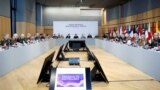 French President Emmanuel Macron attends a meeting with the chiefs of staff of the European Union and NATO armies on the conflict in Ukraine at the Musee de la Marine in Paris, France, March 11, 2025.