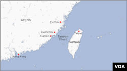 地圖上的台灣海峽