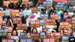강제북송 반대 집회에 참가한 탈북자 (자료사진)