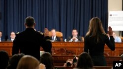 Jennifer Williams, special adviser for Europe and Russia in the Office of U.S. Vice President Mike Pence arrives on Capitol Hill for a closed-door hearing in Washington, U.S., November 7, 2019.