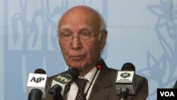 Pokistonning milliy xavfsizlik va tashqi siyosat bo’yicha davlat maslahatchisi Sartaj Aziz