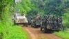 Patrouille mixte ONU-FARDC près de la zone d'une attaque aux ADF à environ 30 km de Beni, en République démocratique du Congo, le 23 juillet 2021. 