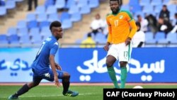 La Côte d'Ivoire face à la Namibie, le 14 janvier 2018 au Maroc, lors du CHAN 2018.