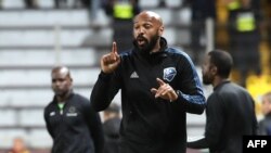 Thierry Henry lors du match entre l'Impact Montréal et le Deportivo Saprissa, Costa Rica, le 19 février 2020. (Photo by John DURAN / AFP)