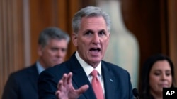El presidente de la Cámara de Representantes de EEUU, Kevin McCarthy, durante una conferencia de prensa en el Capitolio el 27 de julio de 2023.