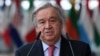 FILE - U.N. Secretary-General Antonio Guterres addresses media representatives in Brussels, June 24, 2021.