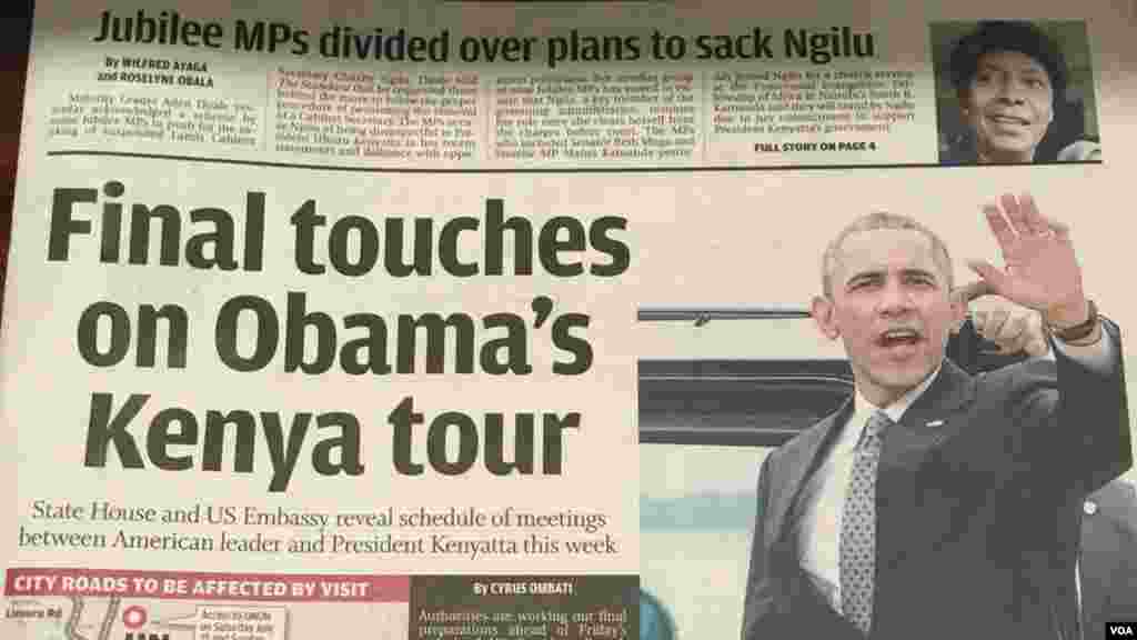 Le journal "The Standard" du Kenya parle de derniers préparatifs avant la visite du président Obama., le 20 juillet 2015.