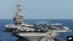 資料照片：美國亞伯拉罕·林肯號航空母艦
