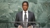 FILE - Zambian President Edgar Lungu speaks before attendees at the U.N. General Assembly in New York, Sept. 29, 2015. Fred Mutesa of Zambians for Empowerment and Development has endorsed Lungu in the August 11 presidential vote.