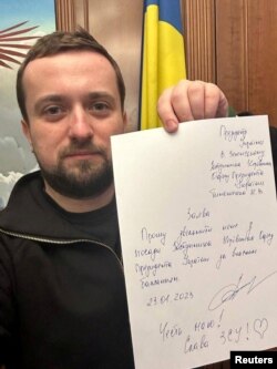 Deputy head of Ukraine's Presidential Office Kyrylo Tymoshenko tenders his resignation