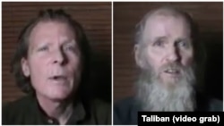 Timothy Weeks of Australia, left and American Kevin King (photo taken from video sent to VOA from Taliban) 