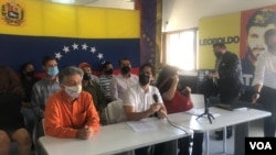 El dirigente opositor venezolano Freddy Guevara durante una conferencia de prensa en Caracas, el 31 de agosto de 2021. [Foto: VOA/Álvaro Algarra]