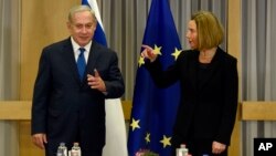 Isroil Bosh vazir Benyamin Netanyahu Yevropa Ittifoqi tashqi ishlar vazirlari bilan Bryusselda uchrashmoqda, 11-dekabr, 2017-yil