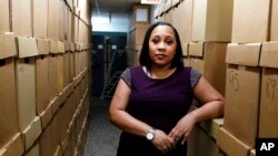 FILE - Fulton County District Attorney Fani Willis photographed at her office in Atlanta, Georgia, Feb. 24, 2021. She is investigating whether former U.S. President Donald Trump and his allies illegally sought to overturn the state's 2020 election results.