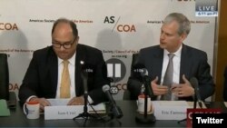 Juan Cruz, director para Latinoamérica del Consejo de Seguridad de la Casa Blanca, dijo que por "matar de hambre a su pueblo" y "usar los alimentos para manipulación política" el régimen de Venezuela está cometiendo crímenes contra la humanidad. Foto: Council of the Americas. Mayo 25 de 2018.