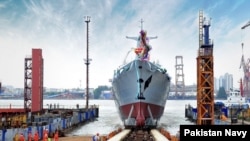 Type-054 frigate built for Pakistan Navy is seen at Hudong Zhonghua Shipyard, Shanghai, China. (Courtesy Image: Pakistan Navy) 